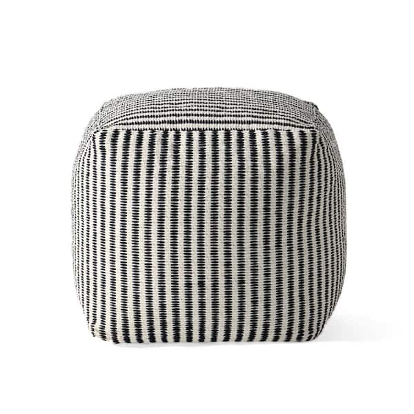 Noble House Arwen Black and White Cube Pouf 69600 - The Home Depot