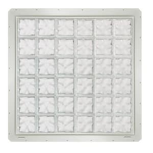 46.75 in. x 46.75 in. x 3.25 in. Wave Pattern Vinyl Framed Glass Block Window with White Colored Vinyl Nailing Fin