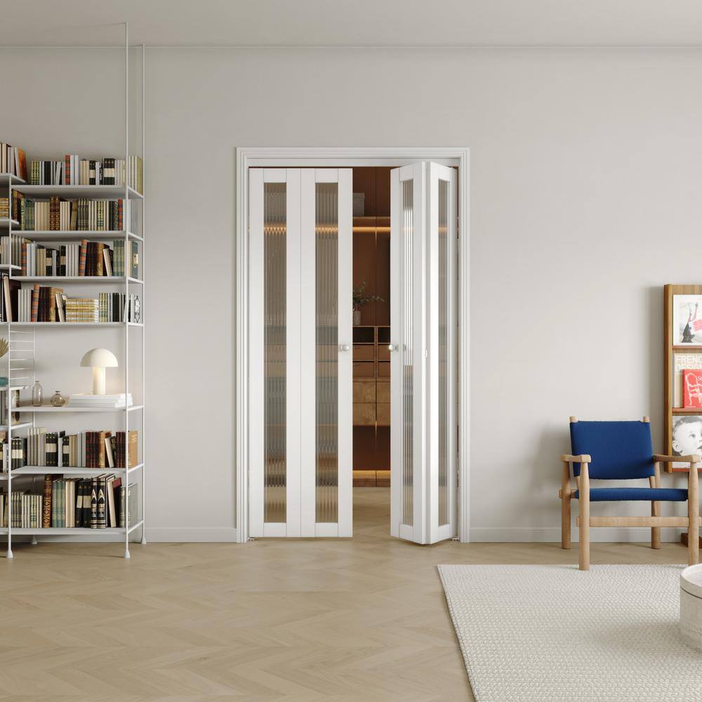 48 in x 80 in(Double Doors) Frosted Glass Single Glass Panel Bi-Fold Interior Door with MDF & Water-Proof PVC Covering price history on PriceWatchPro