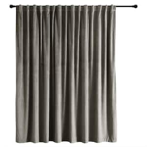 Prima Velvet Solid Gray Polyester 114 in. W x 84 in. L Back Tab/Rod Pocket Light Filtering Curtain (Single Panel)
