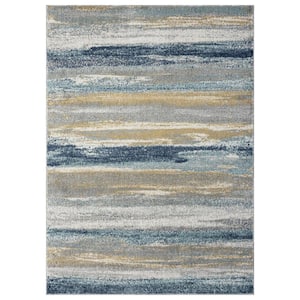 Towerhill Collection Yellow 9x12 Modern Abstract Polypropylene Area Rug