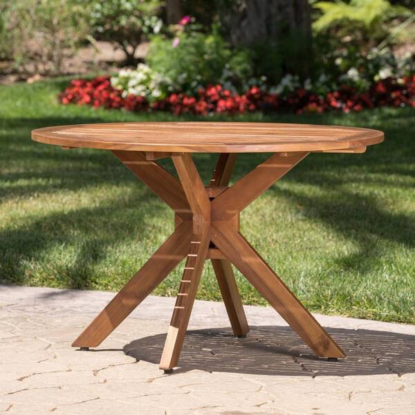 Noble House Darius 5 Piece Acacia Wood Round Outdoor Dining Set