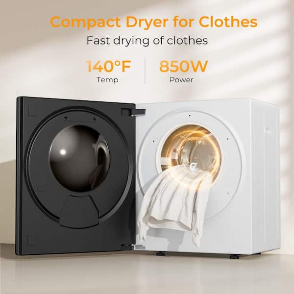 1.5 cu. ft. Portable Vented Electric Dryer for apartments with 4 Modes, Capacity 5.5lbs,LCD Panel Control in Black&White