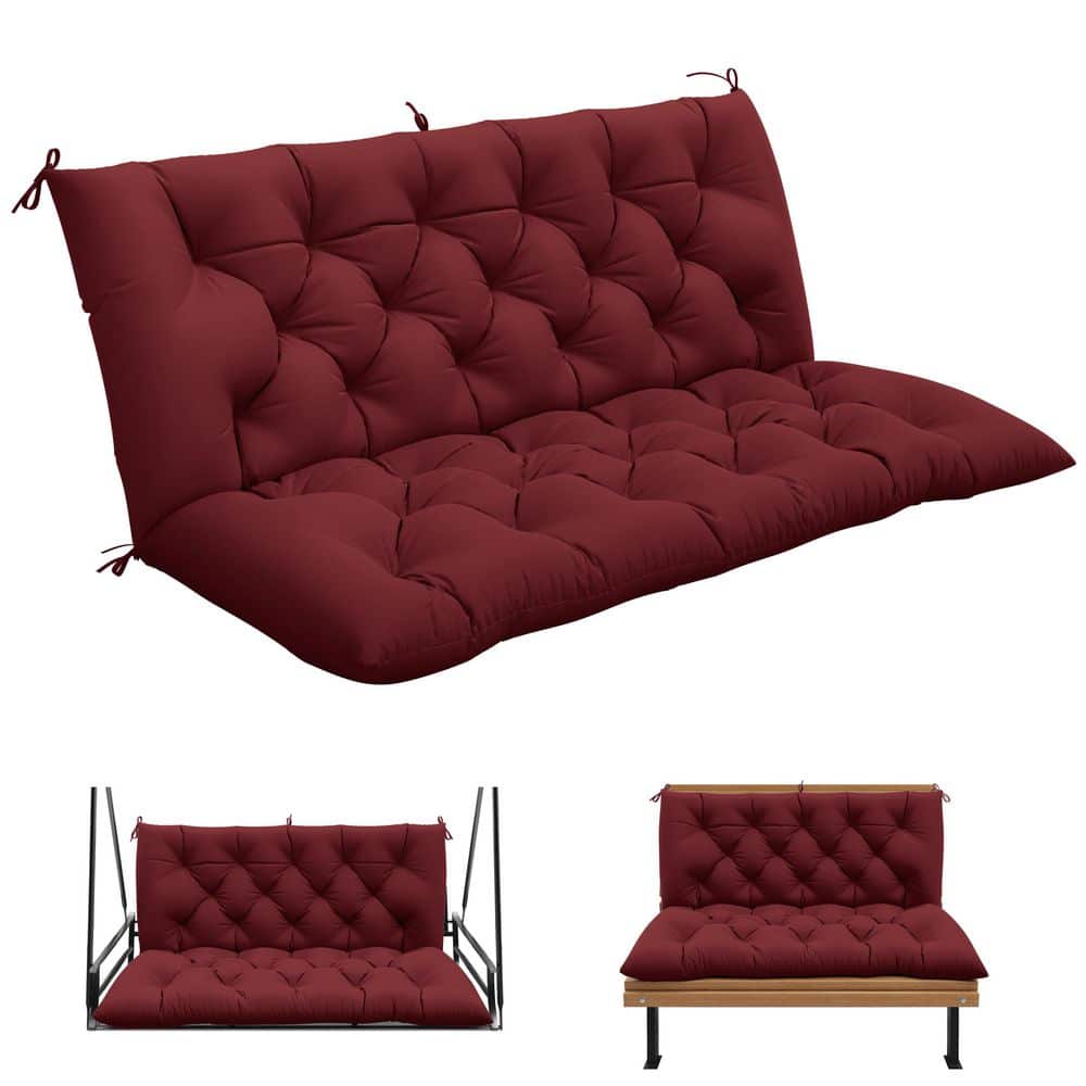60 in. x 40 in. 2-3 Seat Patio Contoured Replacement Bench Cushion Outdoor Porch Swing Cushion Cushion Burgundy