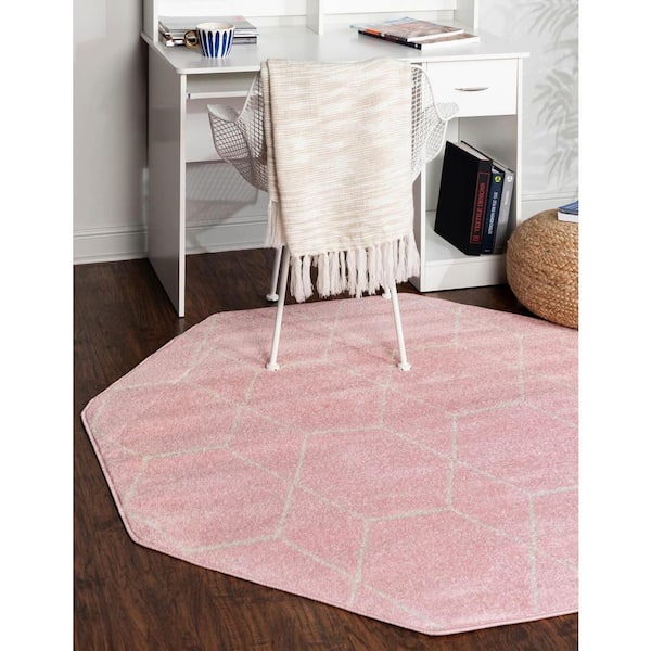 Trellis Frieze Geometric Light Pink 7 ft. 10 in. x 7 ft. 10 in. Area Rug