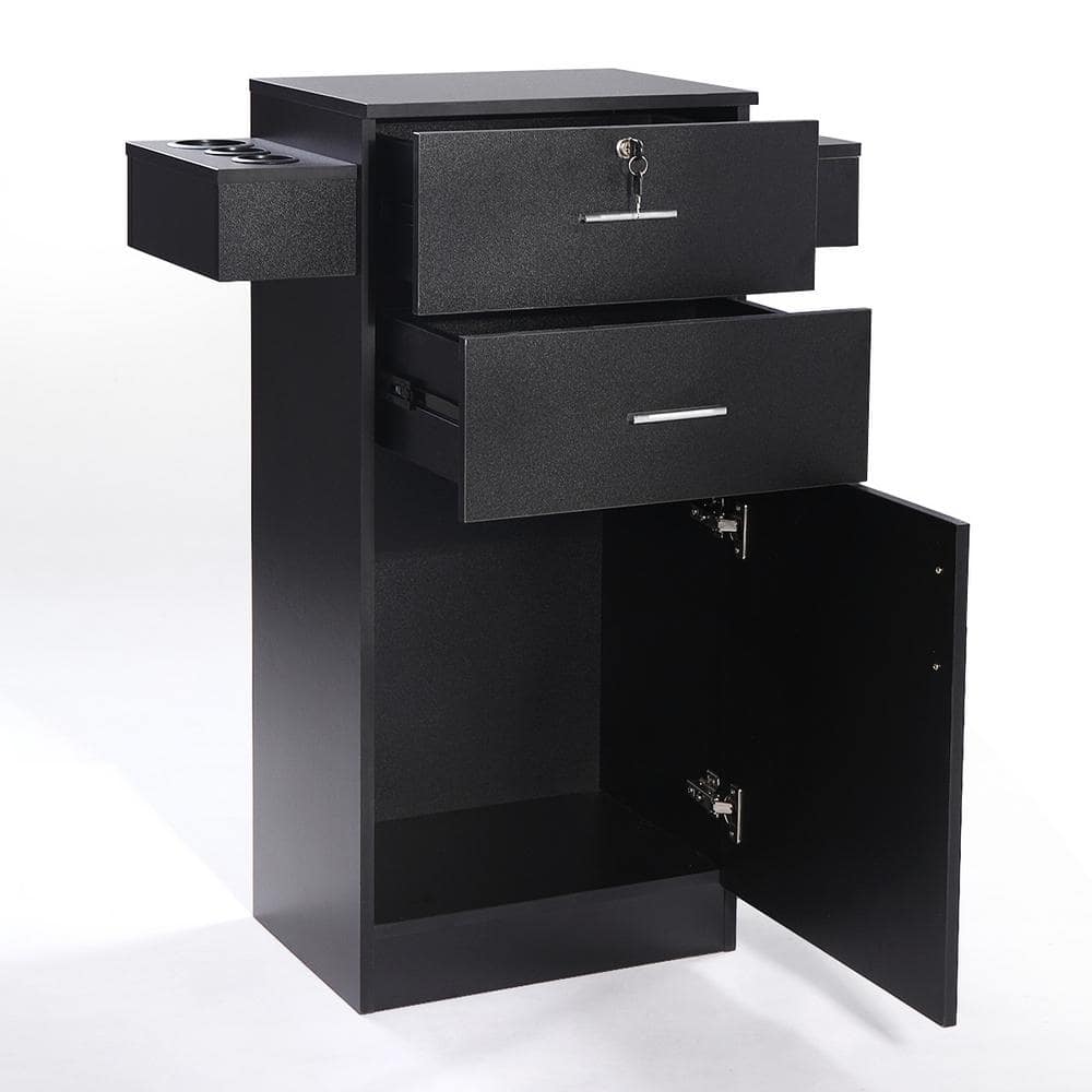 18 in. W x 13.8 in. D x 38.3 in. H Black Lockable Wood Linen Cabinet with 6