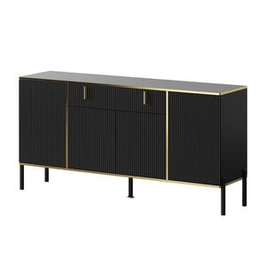 FUFU&GAGA Black Wavy Paint Finish Floor-Standing Sideboard Cupboard ...