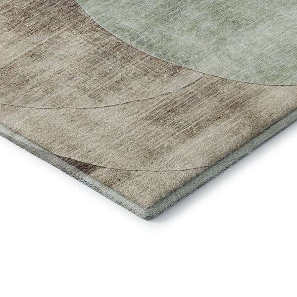 Mayfield Premium Machine Washable Abstract AMF1140 Aloe 9 ft. x 12 ft. Area Rug