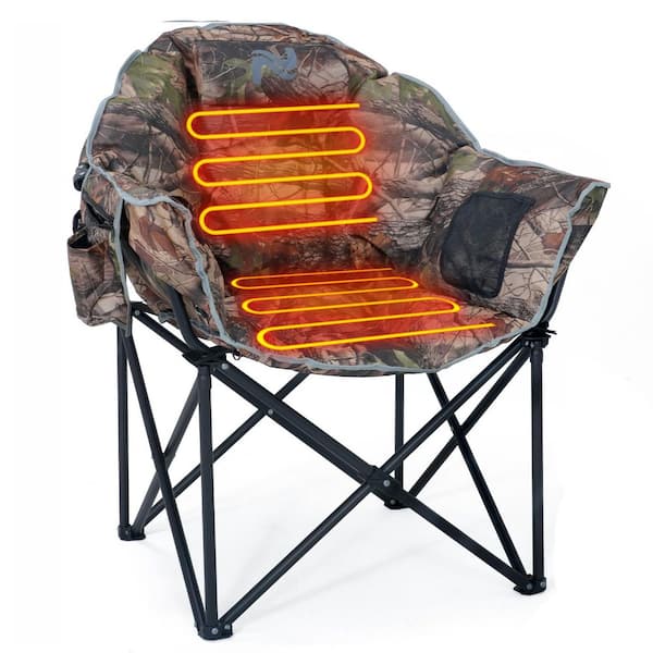 Heated Camping Chair Oversized Heated Folding Chairs 3-Model Portable Heated Cushion Folding Chair (Battery NOT Include)