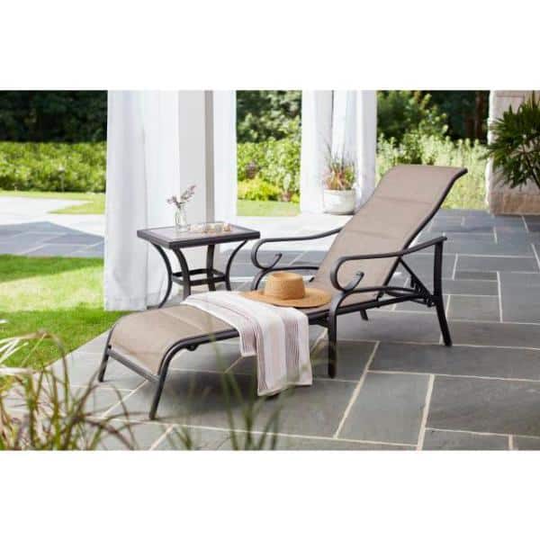 Hampton Bay Lounge Chair Folding Zero Gravity Outdoor Patio Sling Chaise Taupe 