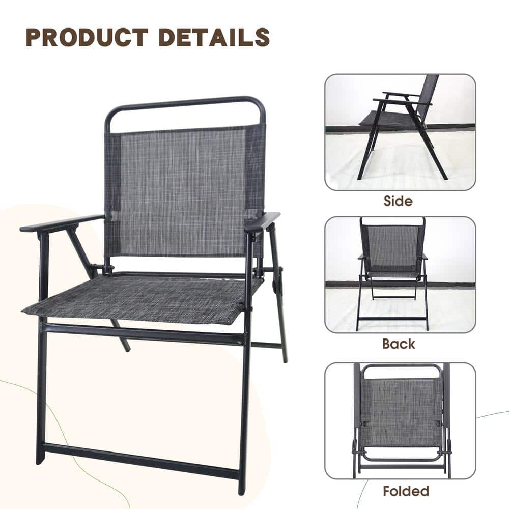 Black 4-Piece Steel and Glass Outdoor Dining Set with Umbrella