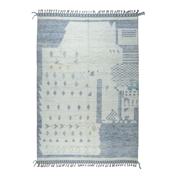 Ivory Hand-Knotted Wool Contemporary Marrakech Handspun, Timeless Elegance for Living Room 12 ft. x 15 ft. Area Rug