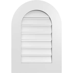 18 in. x 26 in. Round Top White PVC Paintable Gable Louver Vent Functional