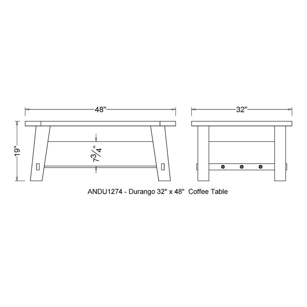 Durango 51'' Dark Brown Industrial Wood and Metal Coffee Table