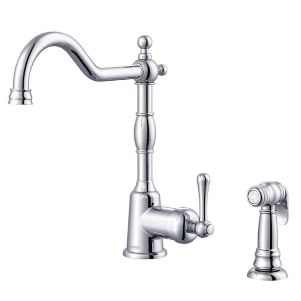 Opulence Single Handle Standard Kitchen Faucet with Side Spray in Chrome