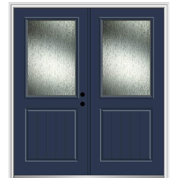MMI Door 72 in. x 80 in. Left-Hand/Inswing Rain Glass Naval Fiberglass Prehung Front Door on 4-9/16 in. Frame