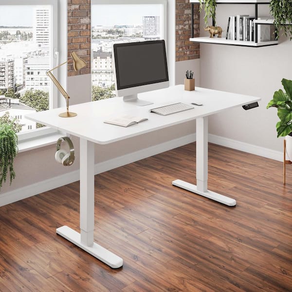 ホワイトデスク TECHNI MOBILI 47.25 in. White Electric Standing Desk with 3-Memory