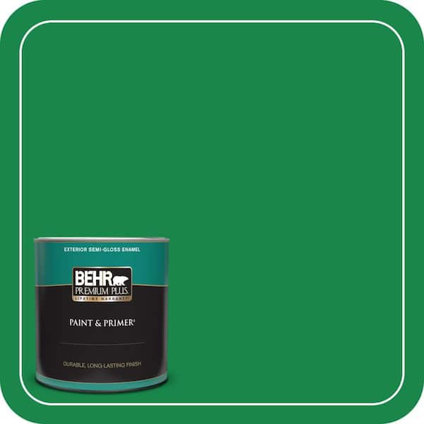 BEHR PREMIUM PLUS 1 qt. #460B-6 Chlorophyll Semi-Gloss Enamel Exterior Paint & Primer