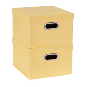 8 in. H x 13 in. W x 15 in. D Yellow Fabric Cube Storage Bin 2-Pack
