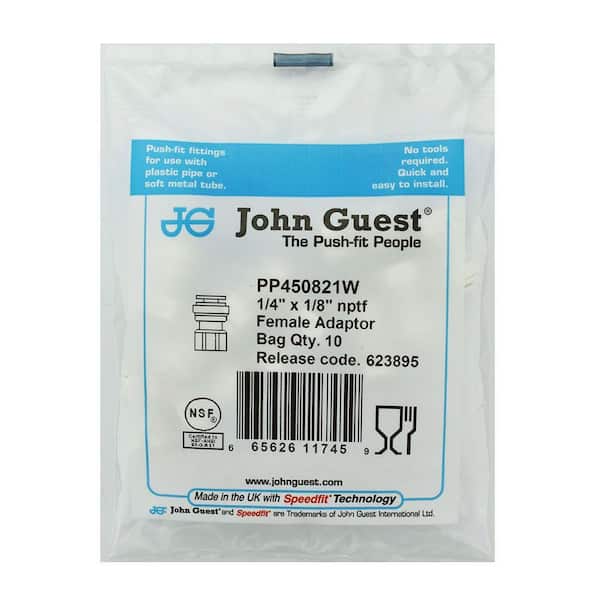 bags of 10 John Guest PM 450812E female adapter 8mm tube OD 1/4" BSP thread 