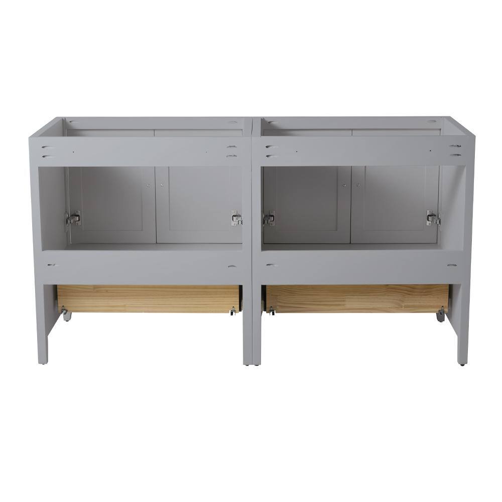 Gray 59" Double Freestanding Engineered Wood Vanity Base