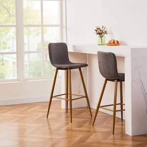 Scargill 30 in. Grey Upholstered Metal Frame Bar Stool with Fabric Seat (Set of 2)