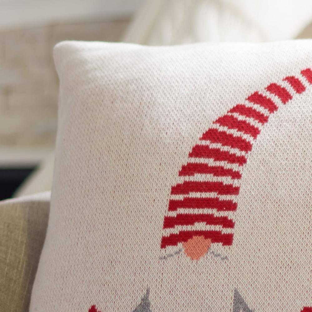 Red and White Cotton Christmas Accent Pillow