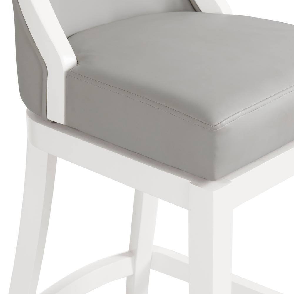 Ellie 22.5" White Rubberwood Swivel Bar Stool with Memory Return