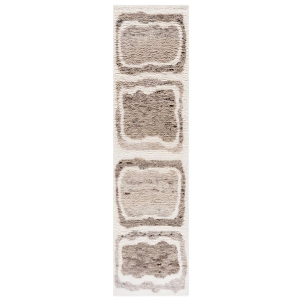 Casablanca 2 ft. x 9 ft. Ivory/Brown Abstract Rectangle Runner Rug