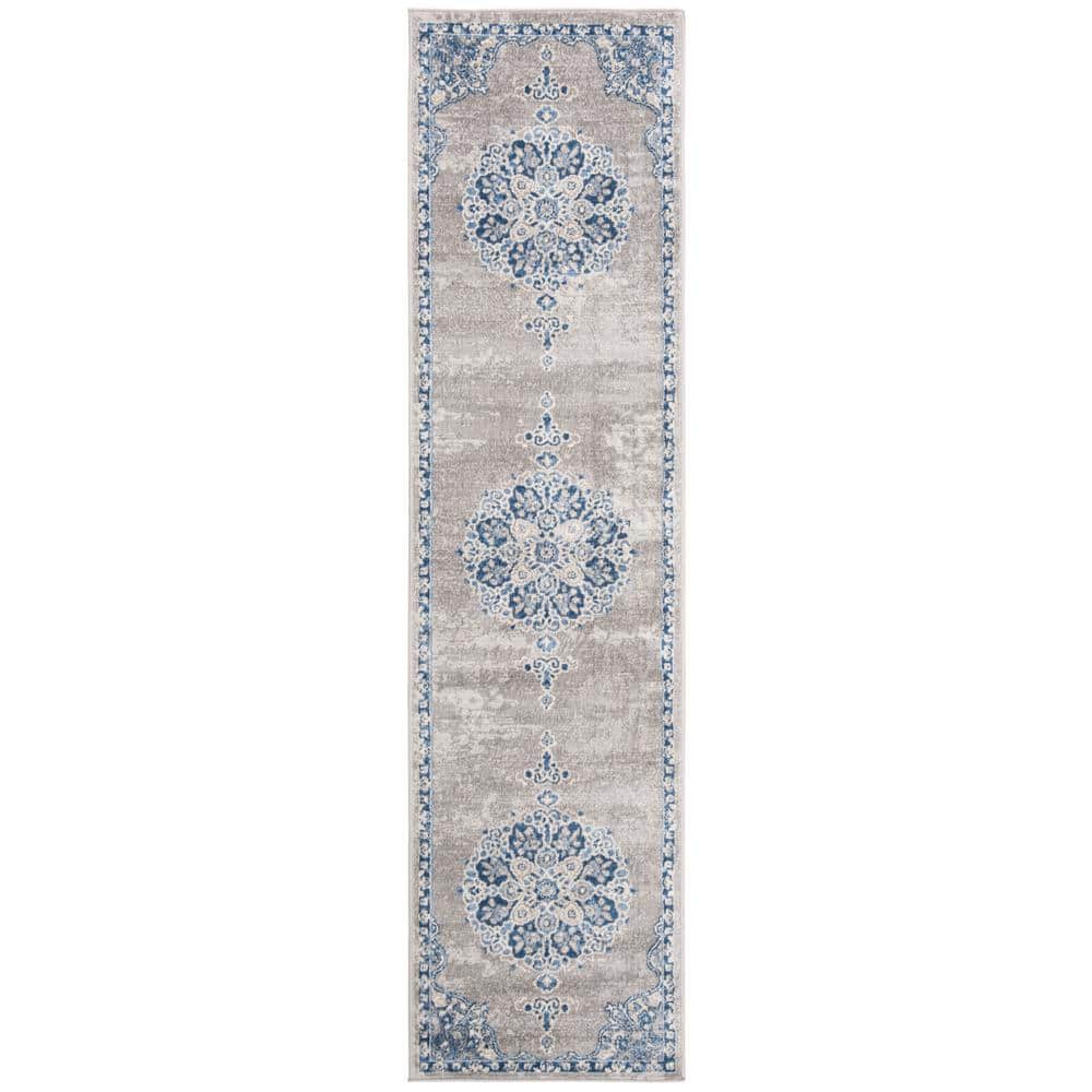 Handmade Round Gray Synthetic Easy Care Rug