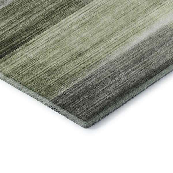 Mayfield Premium Machine Washable Abstract AMF2082 Green 2 ft. x 7 ft. Runner Rug