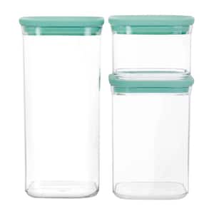 Martha Stewart 3 Piece Plastic Stackable Container Set in Mint Green