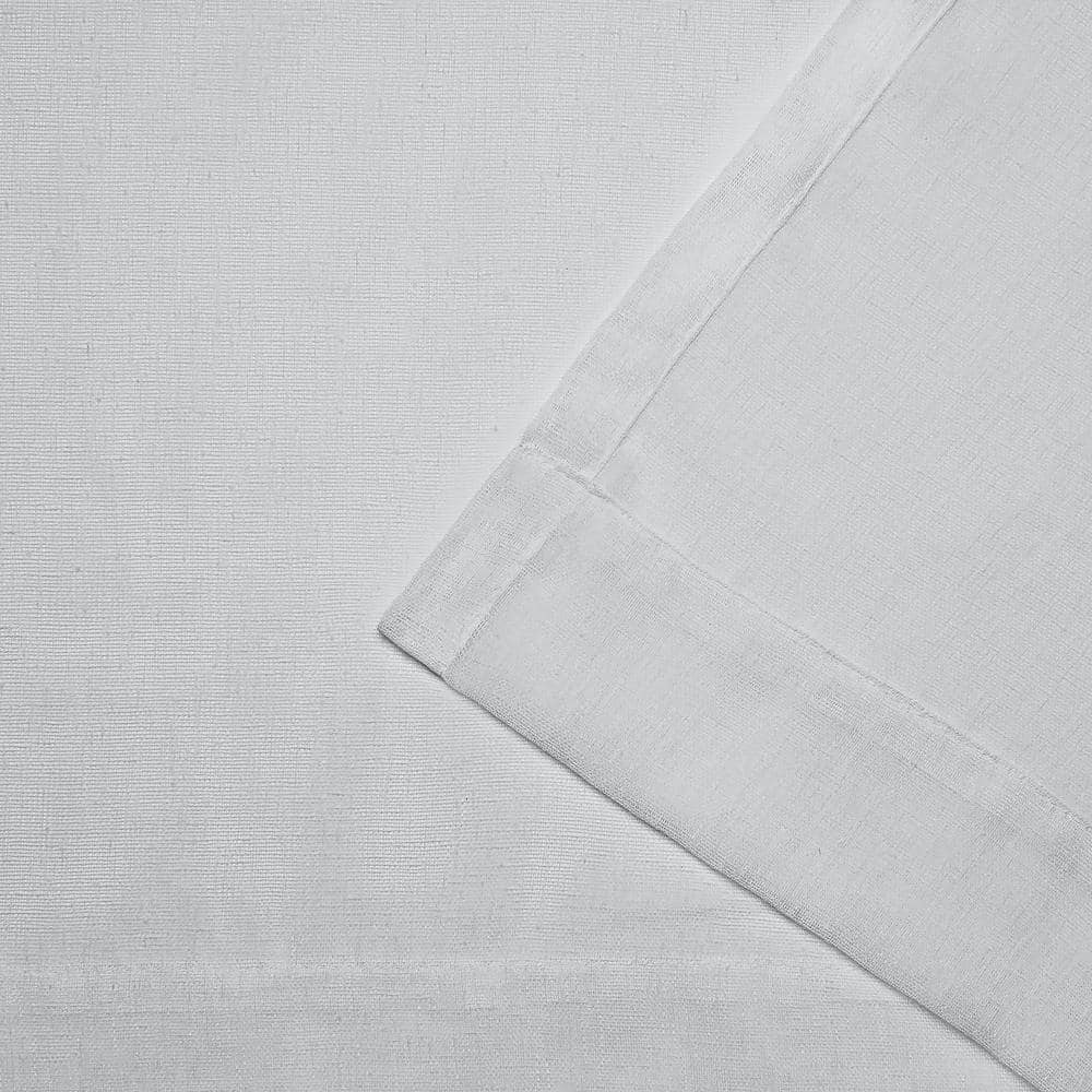 Silver Sheer Linen Look Room-Darkening Curtain Panels