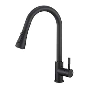 Single Handle Surface-Mounted Pull Out Sprayer Kitchen Faucet Standard Kitchen Faucet in Matte Black