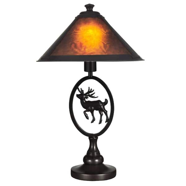 Dale Tiffany 24-1/2 in. Moose Brown Amber Mica Table Lamp