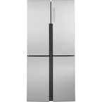 33 in. 16.8 cu. ft. Counter Depth Retro French Door Refrigerator in Stainless Steel with Door Alarm, LED Light Type