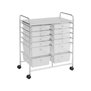  SILKYDRY 15 Drawers Rolling Storage Cart, Craft Cart Organizer  with Lockable Wheels for Tools, Arts, Scrapbook, Papers, Multipurpose  Utility Cart for Home Office School (Mixed Black) : Office Products