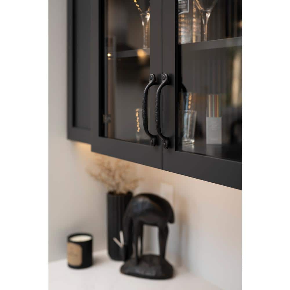 Refined Rustic Black Iron 12-inch Matte Cabinet Handle with Mounting Hardware