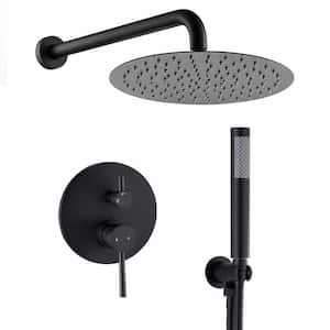 2-Handle 2-Spray Round High Pressure Shower Faucet with 10 in. Rain Shower Head in Matte Black (Valve Included)