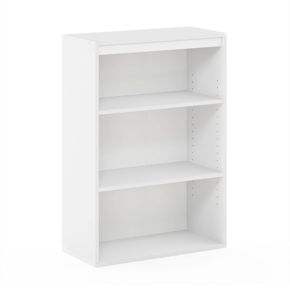 Furinno Pasir 36.1 in. White 3-Shelf Bookcase-11208WH - The Home Depot