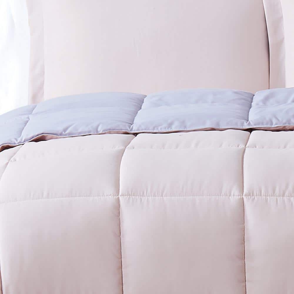 Twin Blush and Lavender Reversible Microfiber Comforter Set