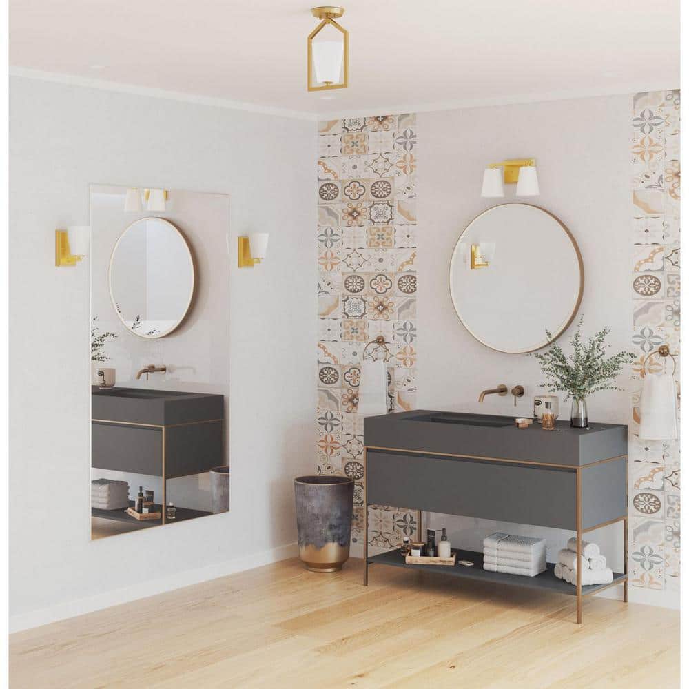 Brushed Gold and Glass Semi-Flush Mount Light