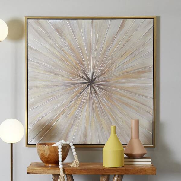 Litton Lane 1- Panel Starburst Radial Framed Wall Art with Gold