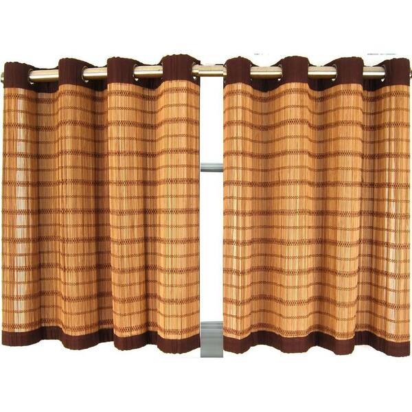 Versailles Home Fashions Semi-Opaque Mocha Bamboo Grommet Tiers-DISCONTINUED