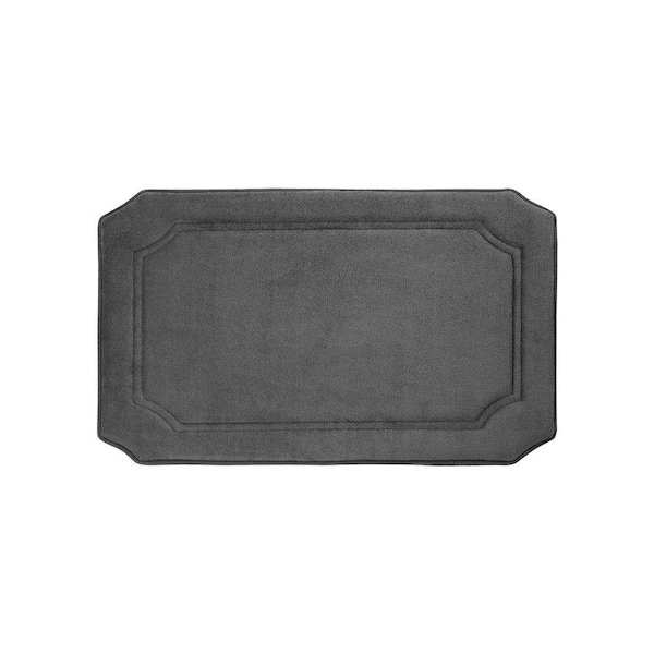 BounceComfort Walden Premium Extra Thick Micro Plush Dark Gray 17 in. x 24 in. Memory Foam Bath Mat