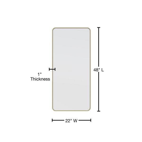 Glass Warehouse 22 In W X 48 In H Stainless Steel Framed Radius Corner Bathroom Vanity Mirror In Satin Brass Mf Sqr 48x22 Sb The Home Depot