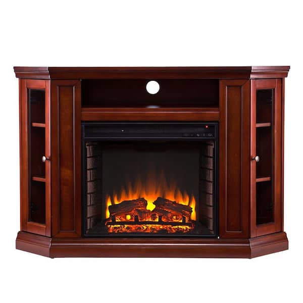 Southern Enterprises Claremont 5in. Convertible Media Console Electric Fireplace in Mahogany