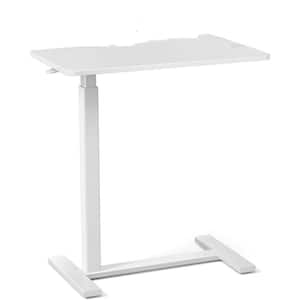 27.56 in. White Laptop Desk with Wheels, Adjustable Height Overbed Bedside Table Mobile Standing Desk