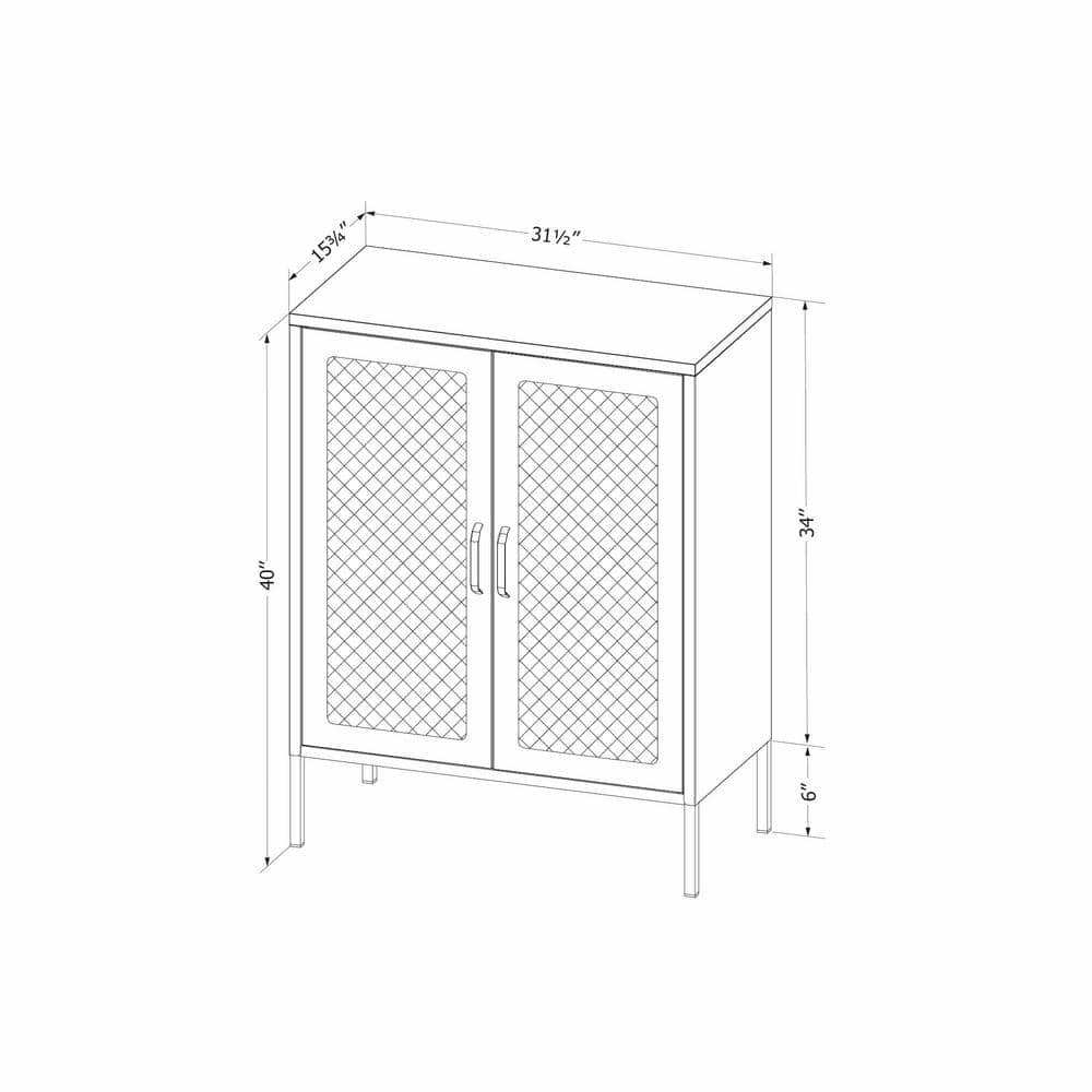 Sage Green Metal Mesh 2-Door Storage Cabinet with Adjustable Shelves