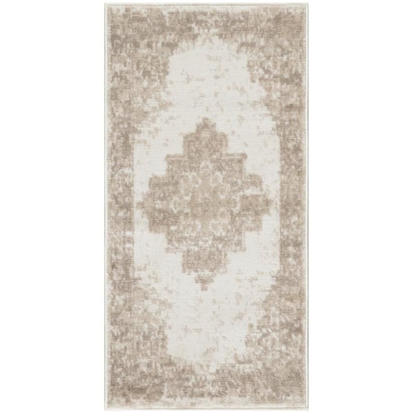 8 ft. x 10 ft. Ivory, Rust Oriental Washable Area Rug